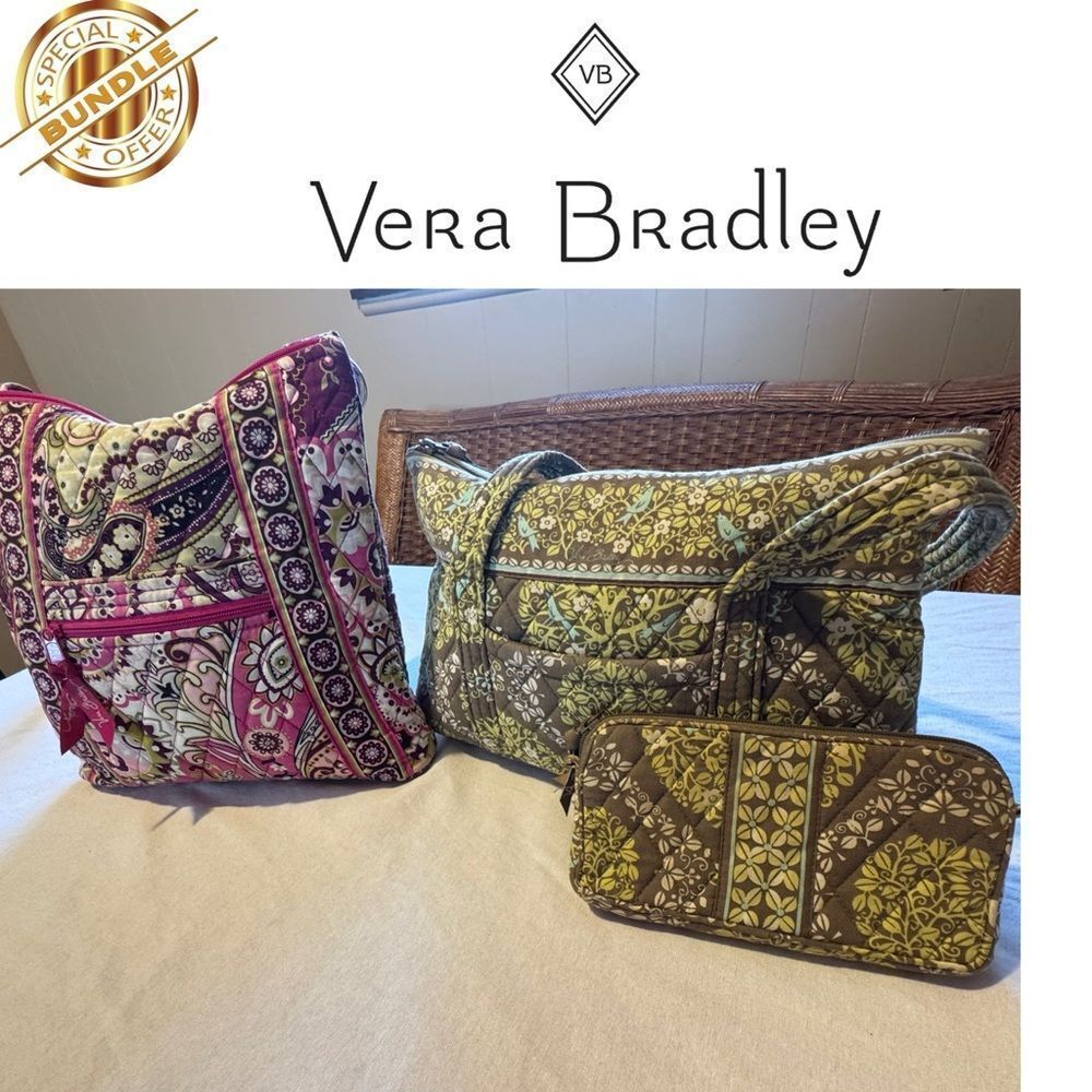 BUNDLE Vera Bradley Bag 3 for‎ 1 Price Very Berry & Sitten in a tree blue birds